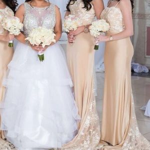 NUDE MAXI DRESS with train on the bottom